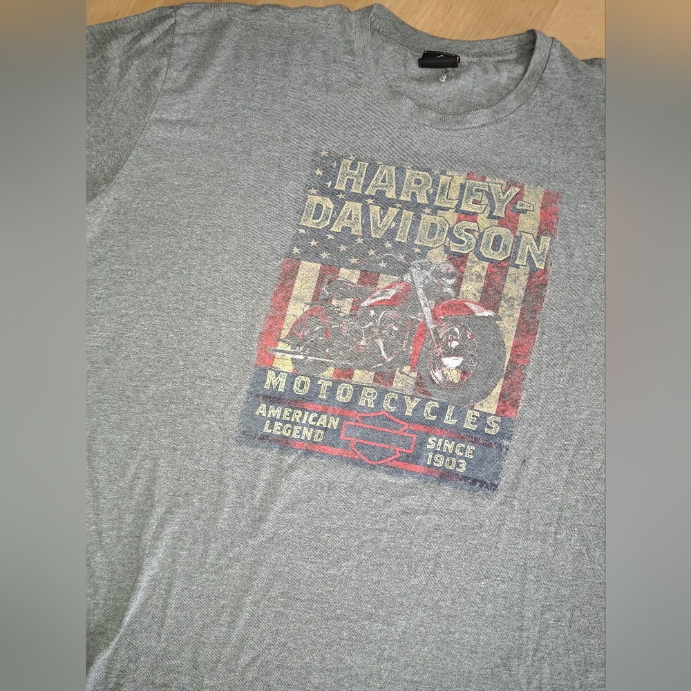 Harley Davidson men's cotton heather gray patriotic tee, size 3XL